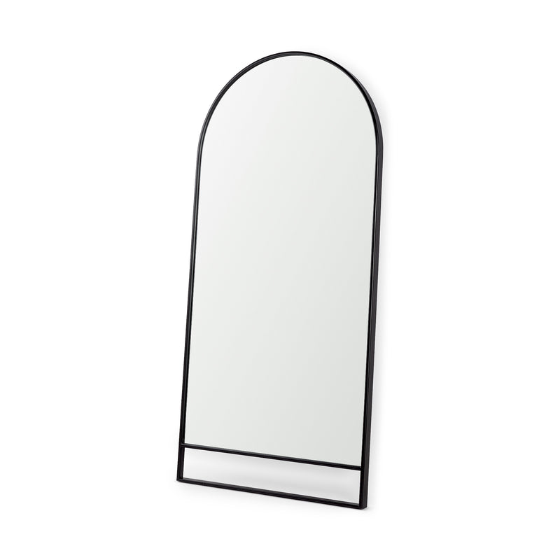 Mercana Sadie 36.0L x 2.0W x 76.0H Black Metal Rounded Arch Floor Mirror