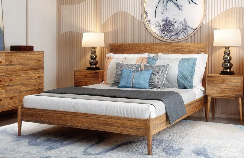 Mid-Century Mango Wood Bed / Queen