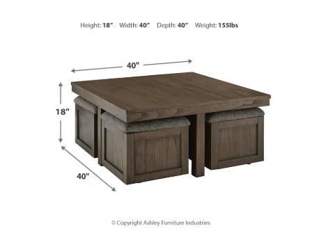 ASHLEY Boardernest Coffee Table w/ 4 Stools