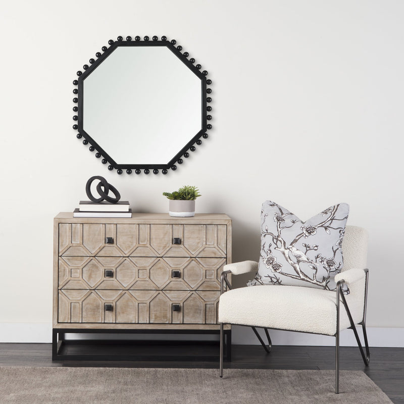 Mercana Torquay Black Octagon Wood Frame Mirror