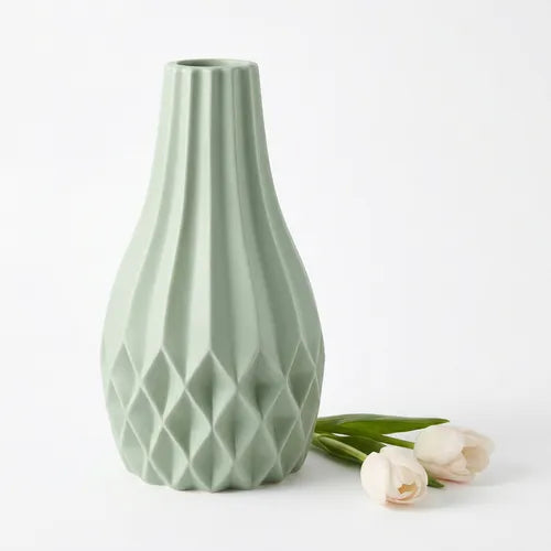 Pina Ceramic Vase Matte Green 11"