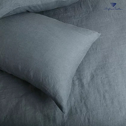 Highland Feather French Linen Bedding - Silver Grey  Sheet Set