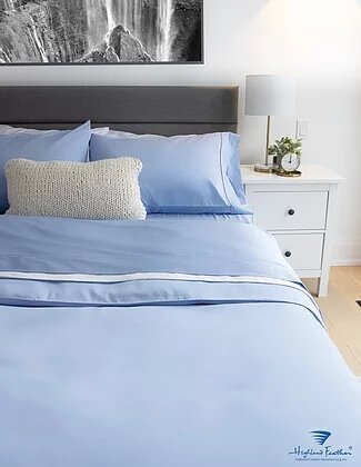 Highland Feather Versaille-Satin Bedding Duvet Cover - Pale Blue