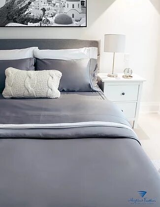 Highland Feather Versaille-Satin Bedding Duvet Cover - Grey