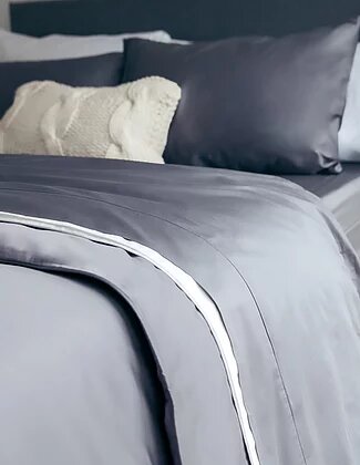 Highland Feather Versaille-Satin Bedding Duvet Cover - Grey