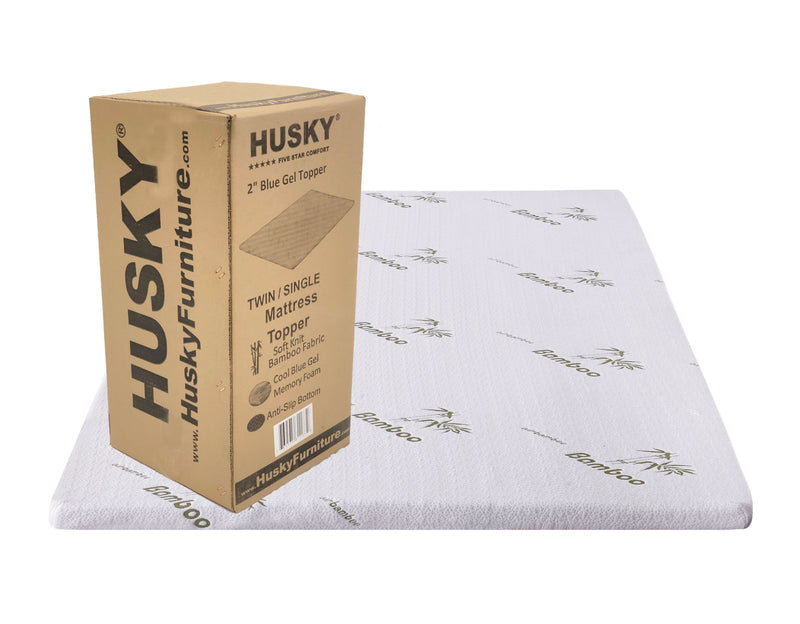 Husky  2 Inch – Gel Memory Foam Mattress Topper with Bamboo Cover