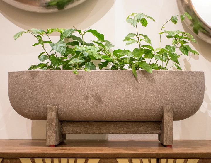 LH Imports Patio Oval Standing Pot - Brown Stone